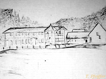 Steinmhle bei Carpin - historische Wassermhle 1870