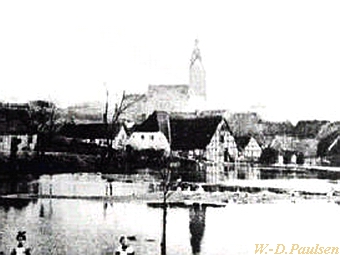 Wassermhle Surappell in Gtzkow - Stadtansicht mit Mhlenteich 1920