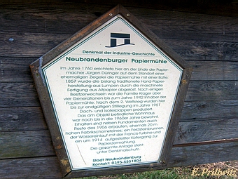 Papiermhle Neubrandenburg - Infoschild