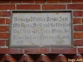 Wassermhle Sponholz - Inschrift
